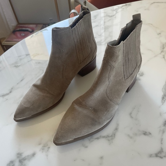 Marc Fisher taupe suede YALE POINTY TOE CHELSEA BOOTIE - Picture 3 of 8